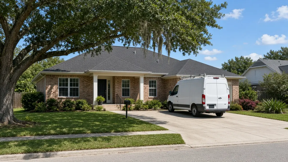 Service van parked outside a brick home, typical of many Sienna neighborhoods