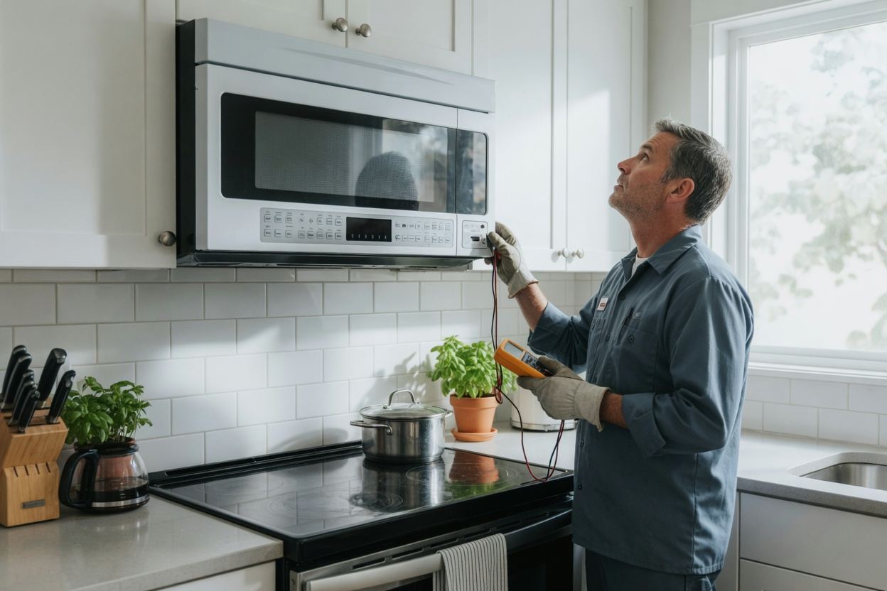 Over-the-range microwave above a stove